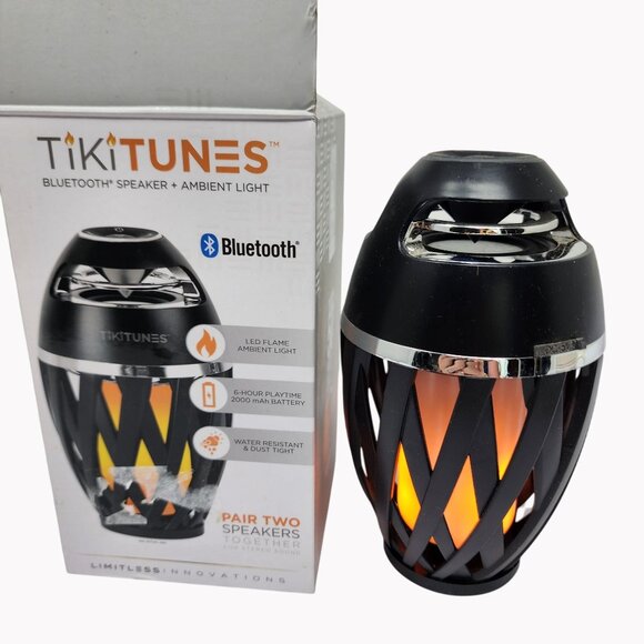 TikiTunes Bluetooth Speaker LED Flame Light Wireless Outdoor Ambient Lamp - Picture 1 of 5